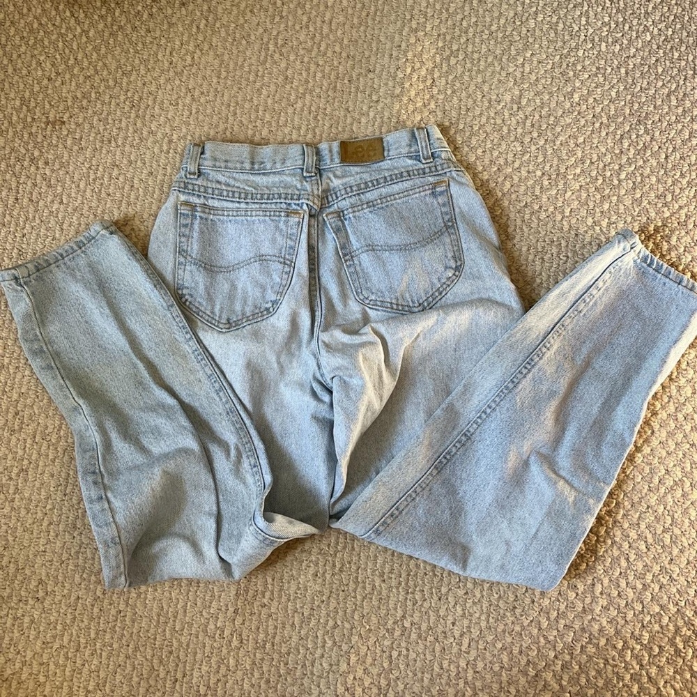 vintage lee white wash high waisted jeans